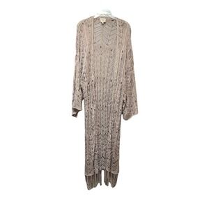 Hayden of Los Angeles BoHo Open Cardigan long lavender  With Fringe 2XL